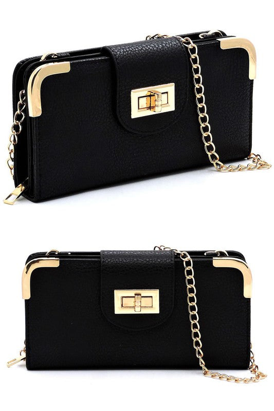 Fashion Turn Lock Crossbody Wallet Fashion World