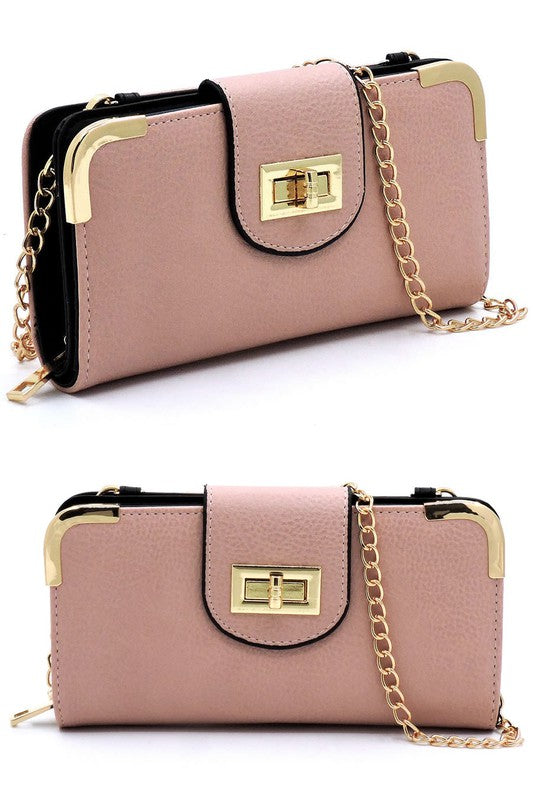 Fashion Turn Lock Crossbody Wallet Fashion World