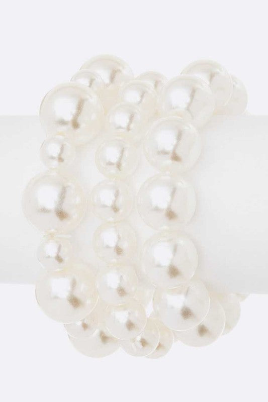 Mix Pearl Stretch Bracelet Set LA Jewelry Plaza