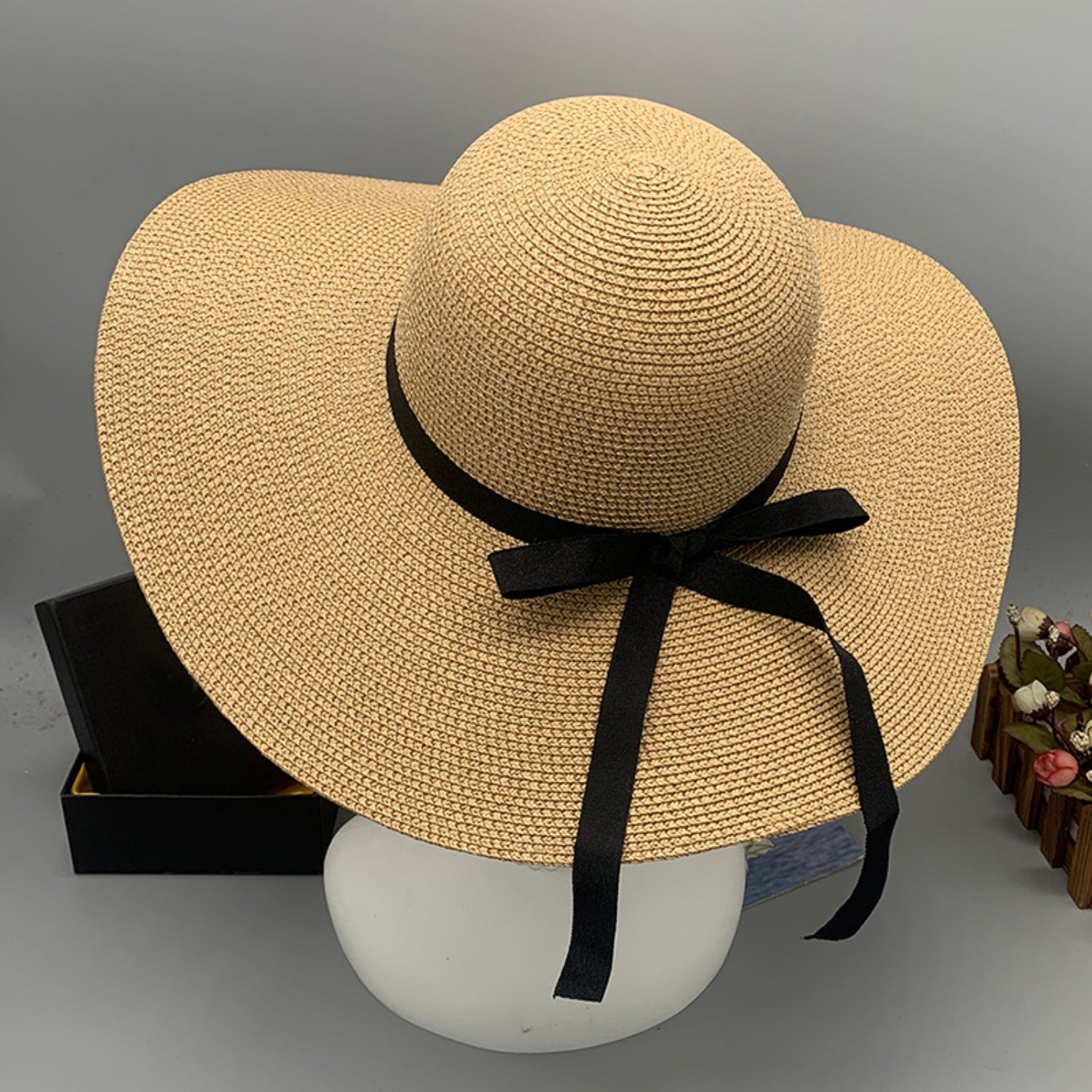 Bow Paper Braided Wide Brim Hat Trendsi