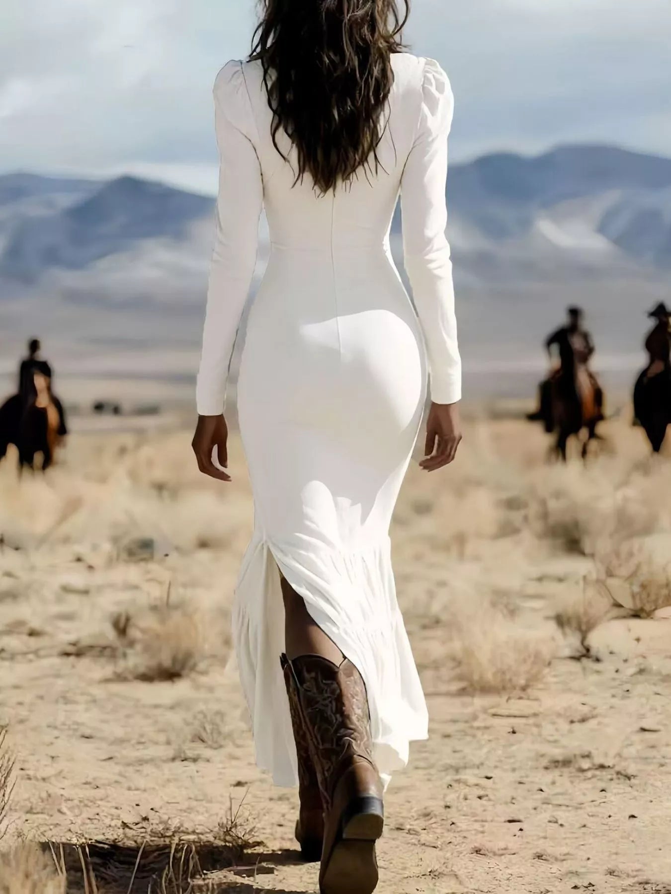 Slit Long Sleeve Dress 