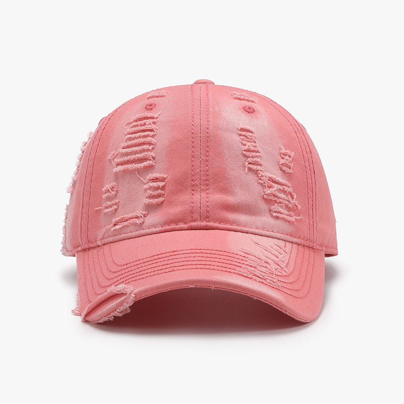 Distressed Adjustable Cotton Baseball Cap Trendsi