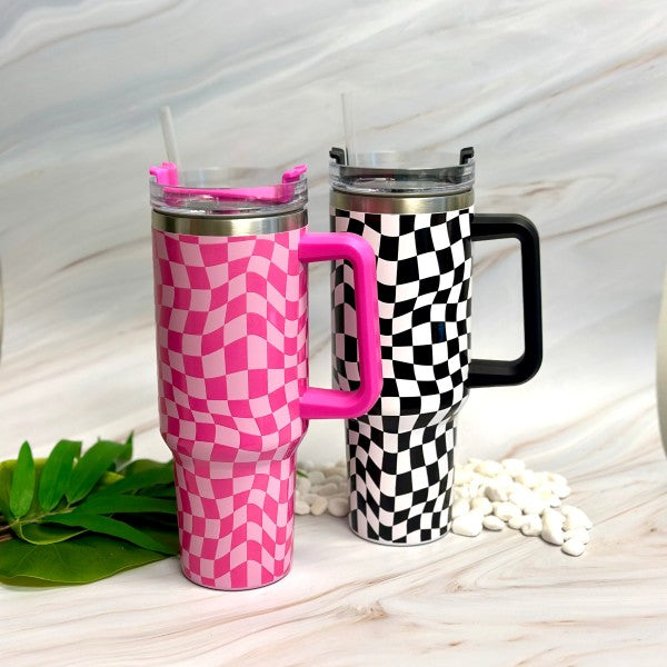 Stylish Checker Large Water Cup With Handle Ellison and Young