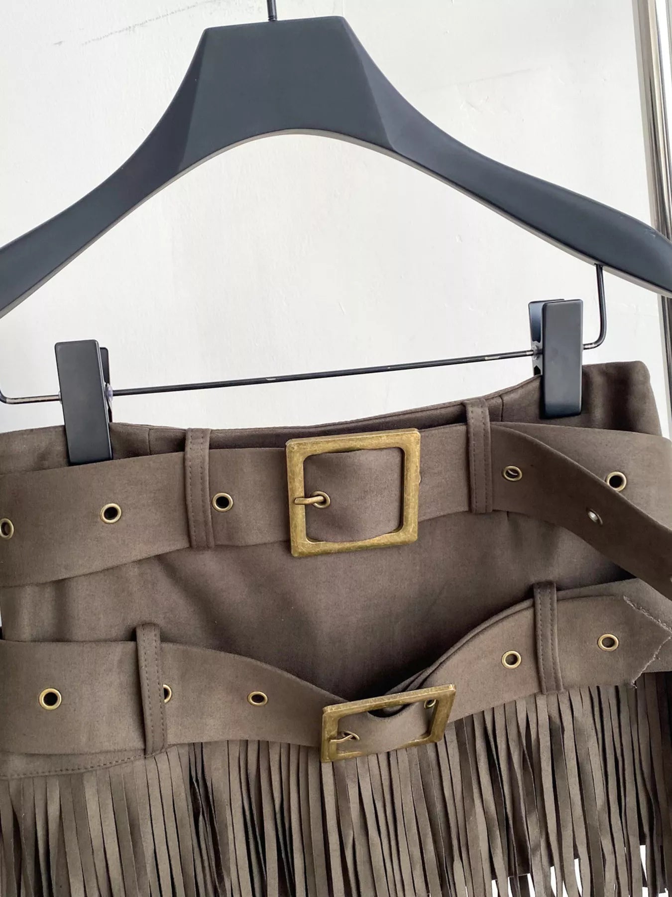 Fringe Belted Mini Skirt Luckygirlsclothingcompany.com