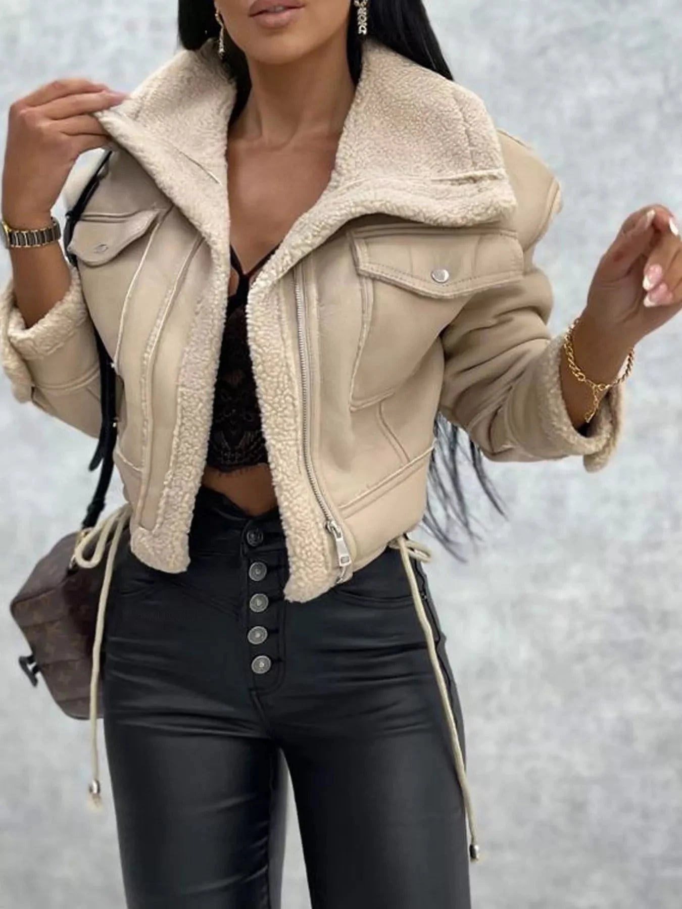 Sherpa Trim Cropped Jacket 