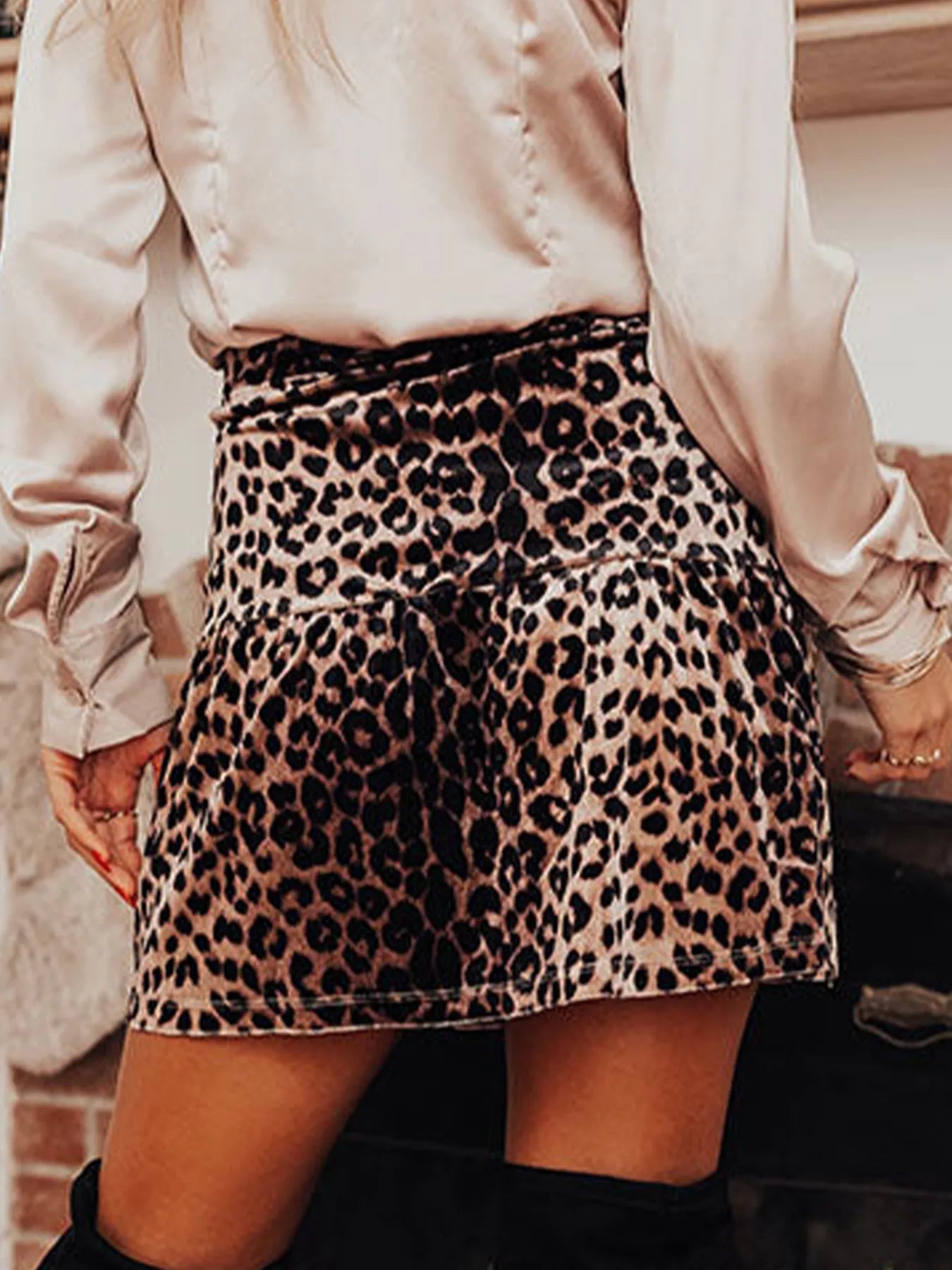Leopard Tiered Mini Skirt Trendsi
