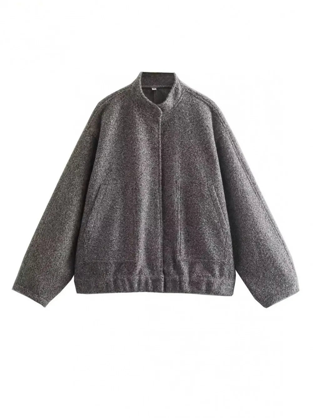 Full Size Snap Down Drop Shoulder Jacket 