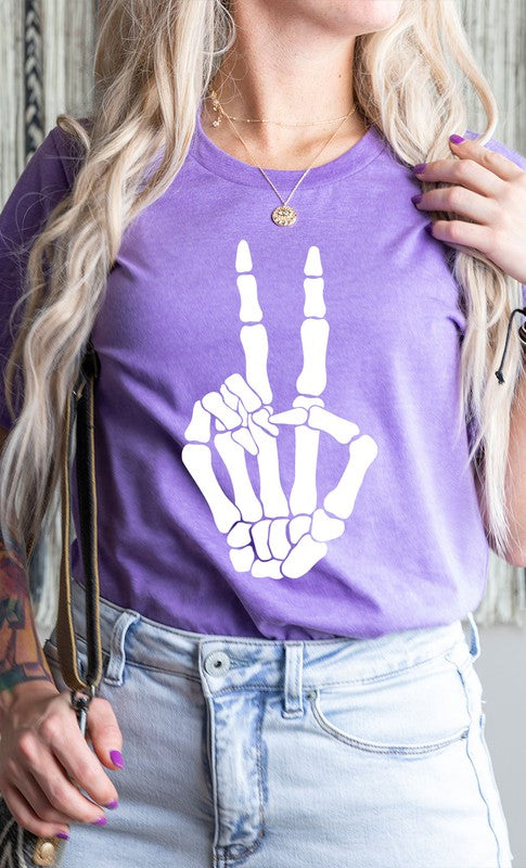 Skeleton Peace Sign Graphic Tee 