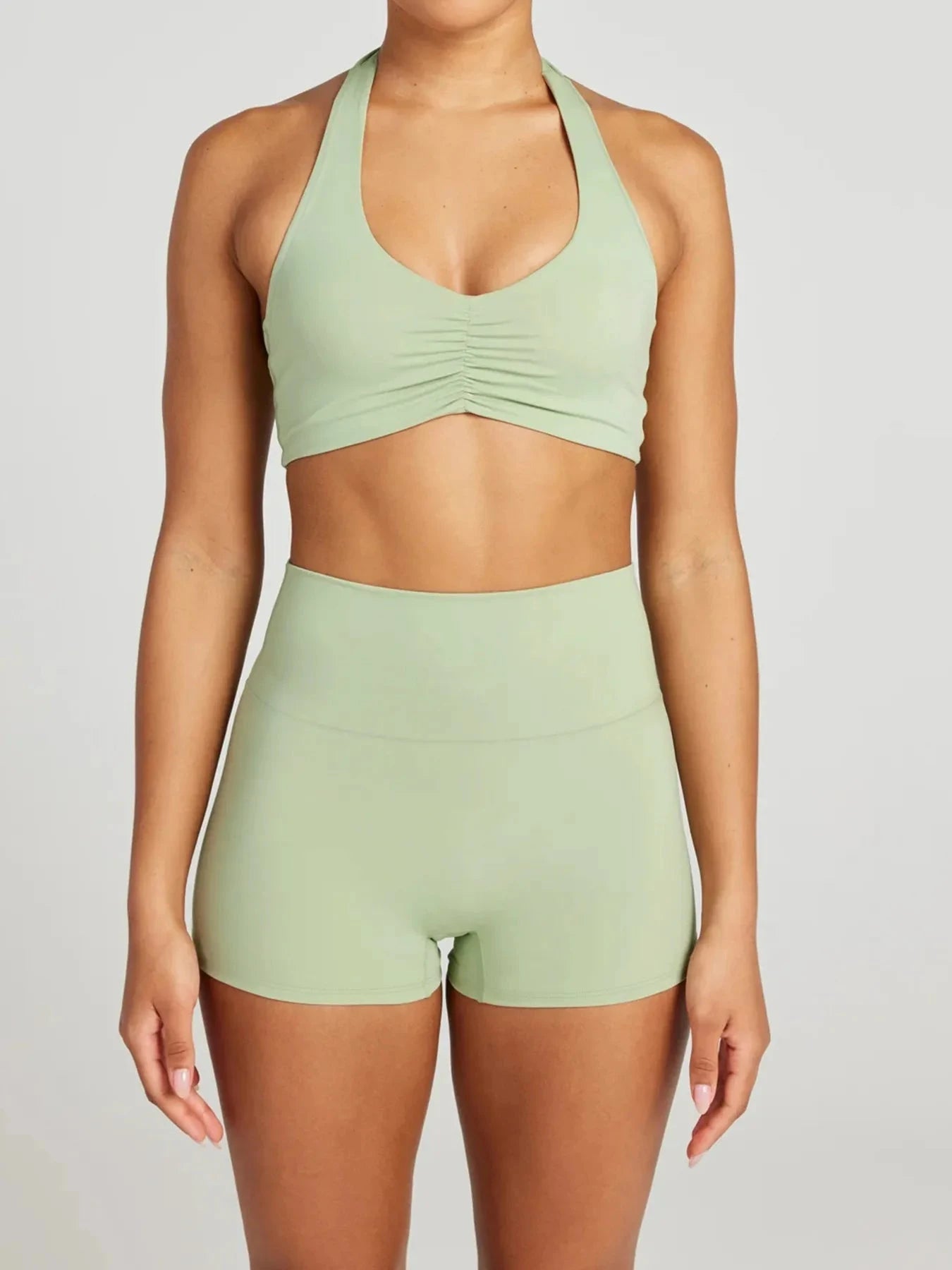 Halter Neck Cami and Shorts Active Set Trendsi
