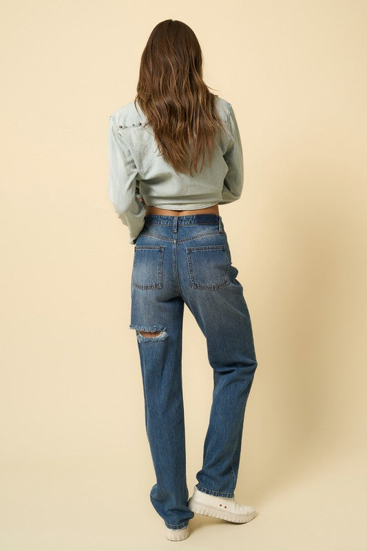 High Rise Straight Jeans Denim Lab USA