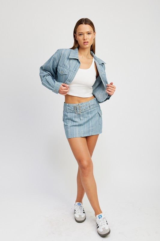 CROPPED DENIM JACKET Luckygirlsclothingcompany.com