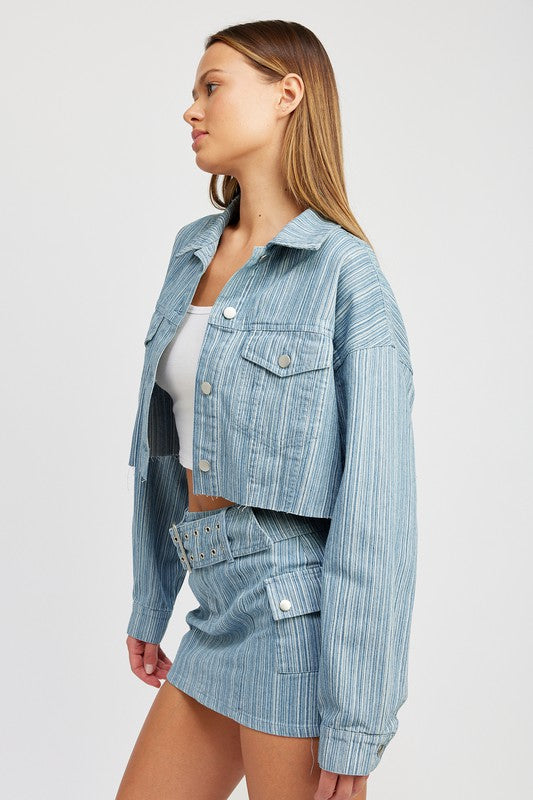 CROPPED DENIM JACKET Luckygirlsclothingcompany.com
