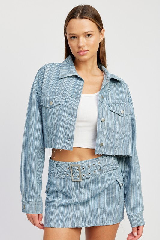 CROPPED DENIM JACKET Luckygirlsclothingcompany.com