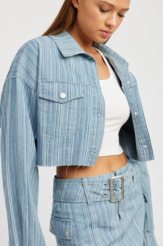 CROPPED DENIM JACKET Luckygirlsclothingcompany.com