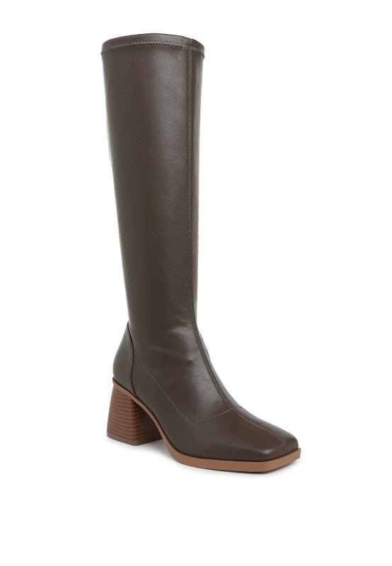 Menomi Faux Leather Block Heel Boots Rag Company