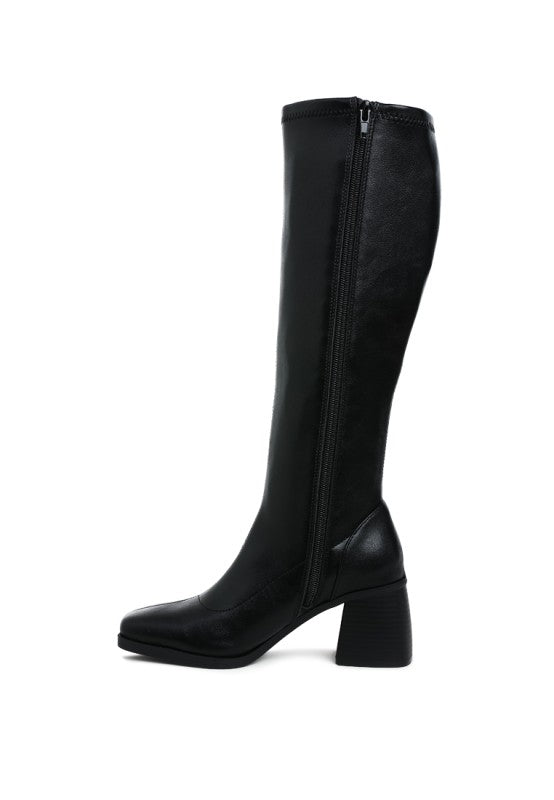 Menomi Faux Leather Block Heel Boots Rag Company