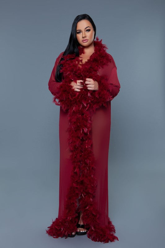 Glamour Boa Feather Trim Robe BE WICKED