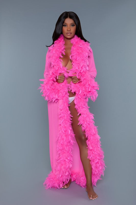 Glamour Boa Feather Trim Robe BE WICKED