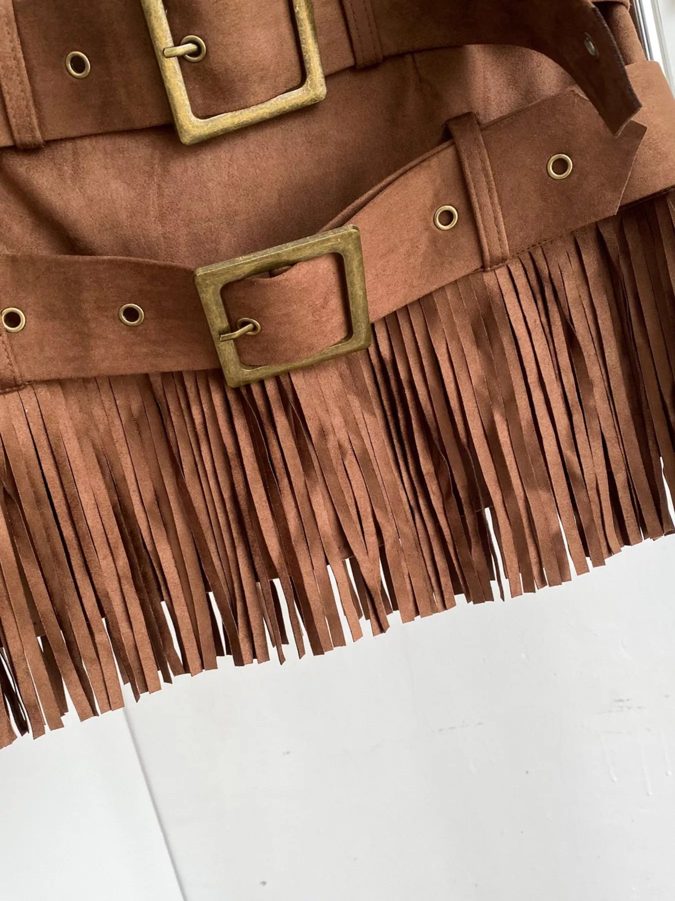 Fringe Belted Mini Skirt Luckygirlsclothingcompany.com