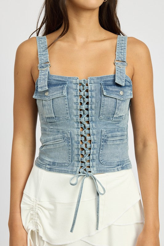 CARGO DENIM CORSET 