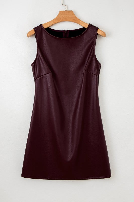 Vegan Leather Sleeveless Mini Dress JUNIPER BLVD