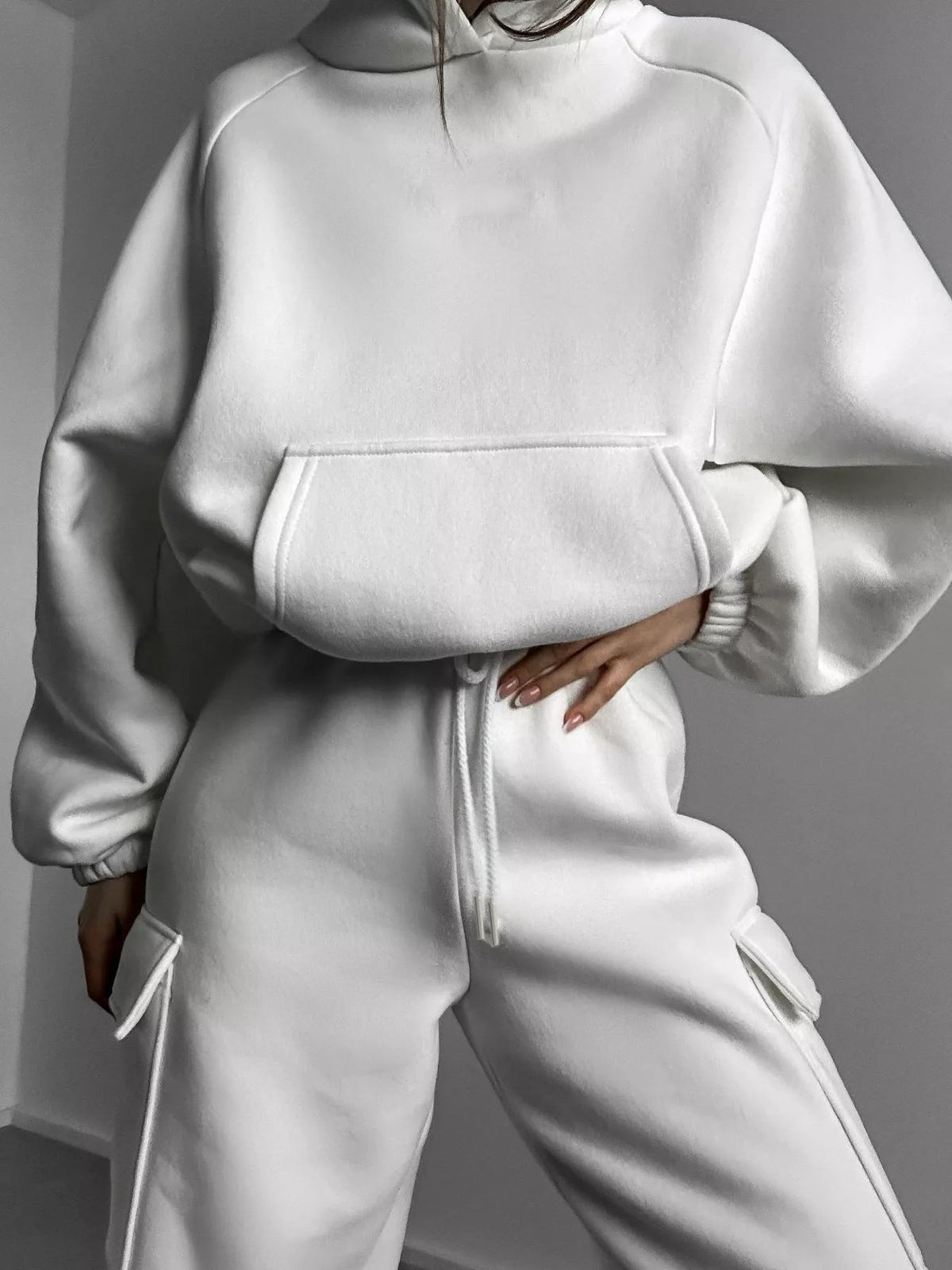 Kangaroo Pocket Hoodie and Joggers Set Trendsi