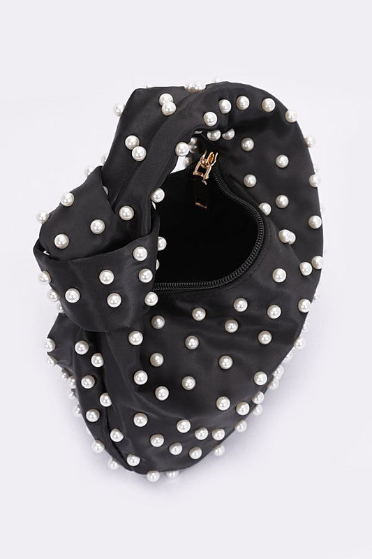 Pearl Studs Top Handle Soft Clutch Artini Accessories