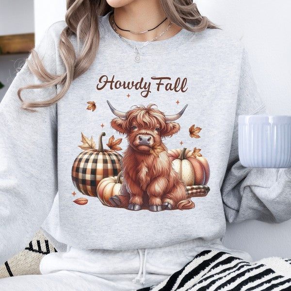 Howdy fall highland cow women's sweatshirt ATTA TOOD