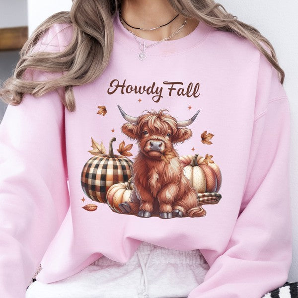 Howdy fall highland cow women's sweatshirt ATTA TOOD