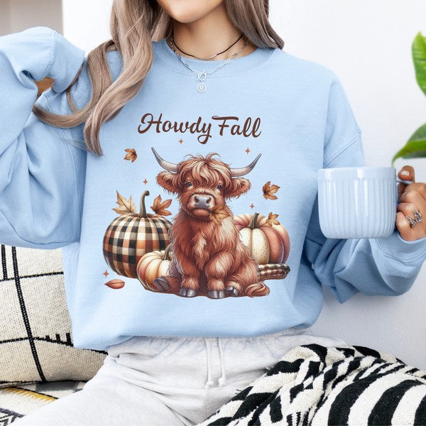 Howdy fall highland cow women's sweatshirt ATTA TOOD