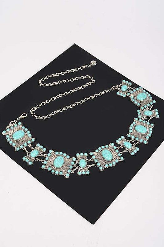 Plus Size Turquoise Western Chain Belt Artini Accessories