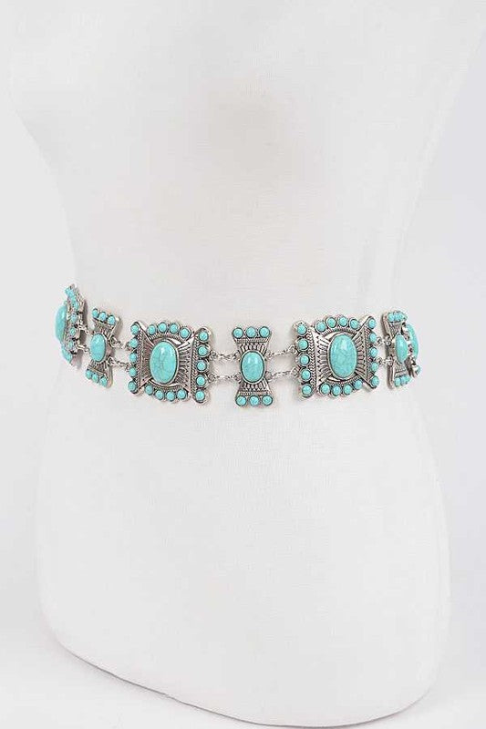 Plus Size Turquoise Western Chain Belt Artini Accessories