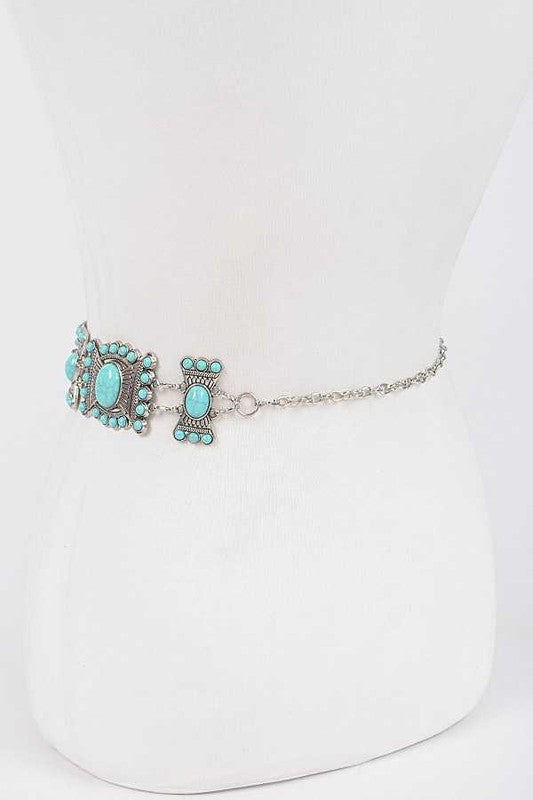 Plus Size Turquoise Western Chain Belt Artini Accessories