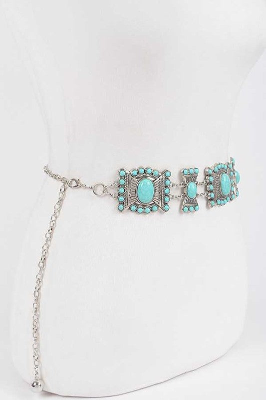 Plus Size Turquoise Western Chain Belt Artini Accessories