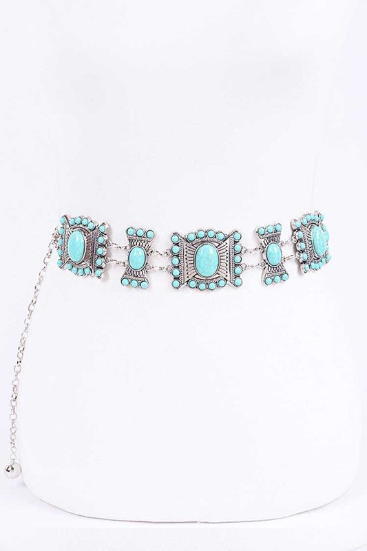 Plus Size Turquoise Western Chain Belt Artini Accessories