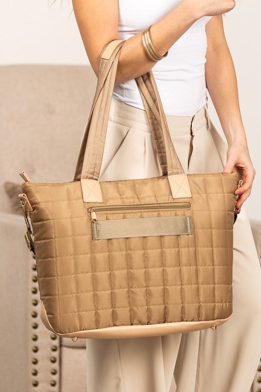 Mila Quilted Traveler Tote with Mini Clutch Aili's Corner
