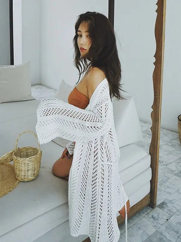 Open knit cover up robe 