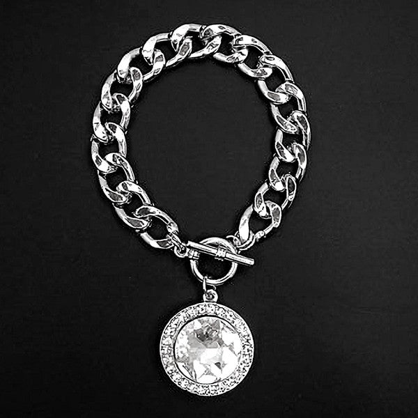 Bracelet Chain with Round Stone  Toggle Diacly