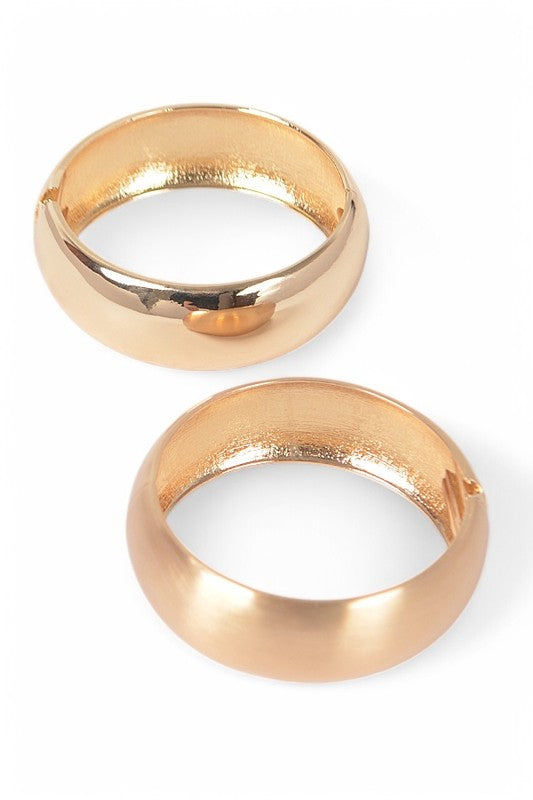 Textured 2 PC Hinged Bangle Set LA Jewelry Plaza