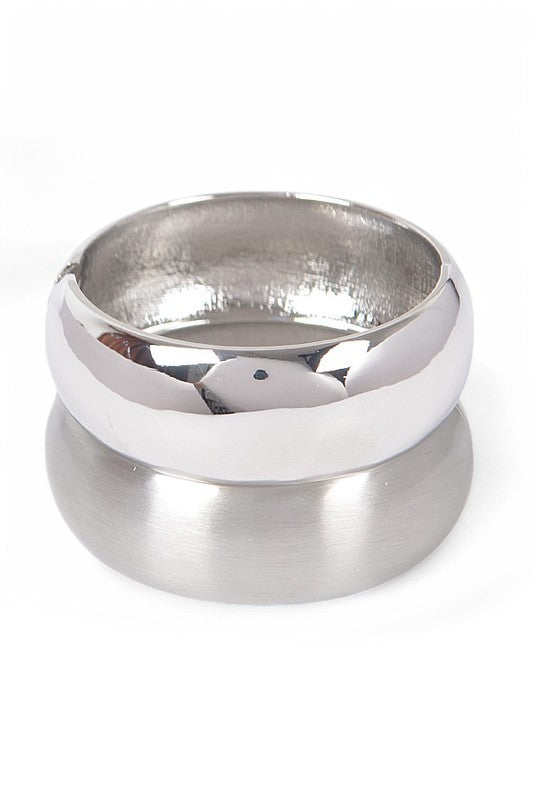 Textured 2 PC Hinged Bangle Set LA Jewelry Plaza