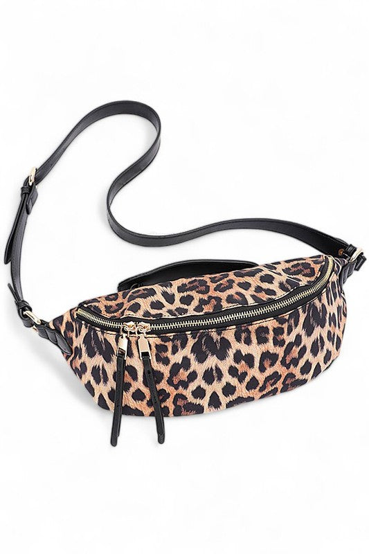 Leopard Printed Top Handle Swing Fanny Pack