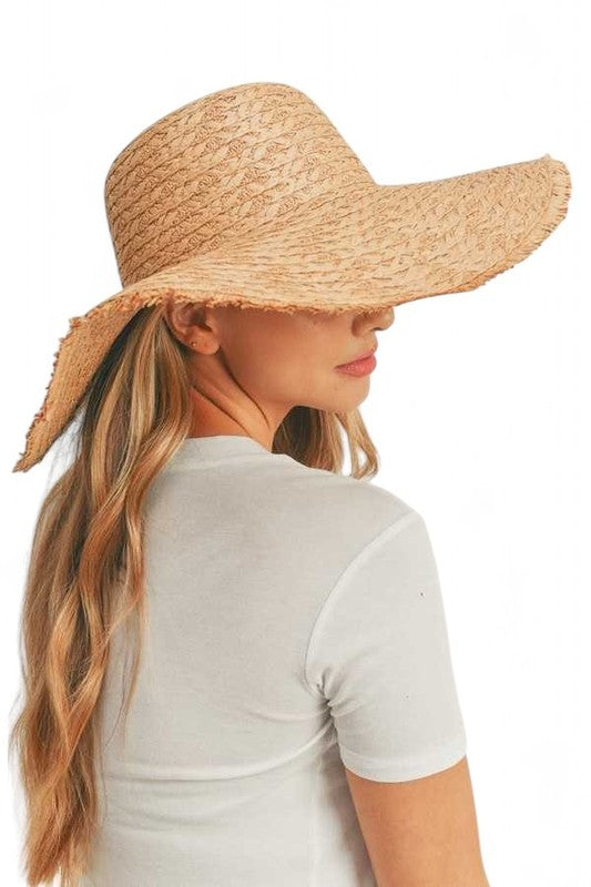 Wide Brim Frayed Edge Sun Hat Artini Accessories