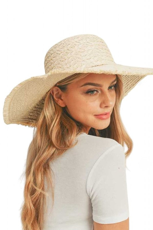 Wide Brim Frayed Edge Sun Hat Artini Accessories