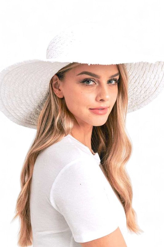 Wide Brim Frayed Edge Sun Hat Artini Accessories