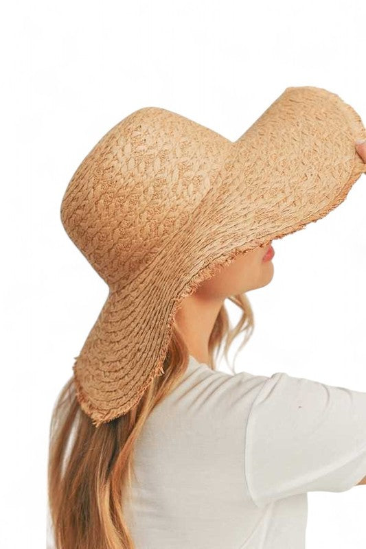 Wide Brim Frayed Edge Sun Hat Artini Accessories