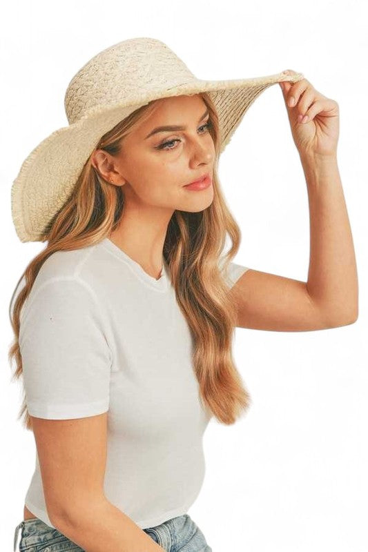 Wide Brim Frayed Edge Sun Hat Artini Accessories