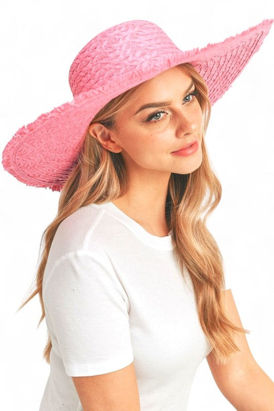 Wide Brim Frayed Edge Sun Hat Artini Accessories