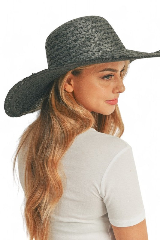 Wide Brim Frayed Edge Sun Hat Artini Accessories