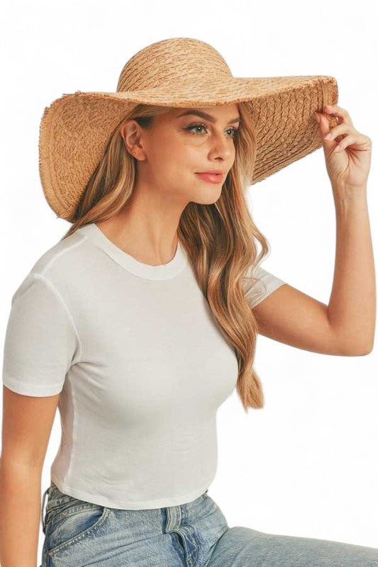 Wide Brim Frayed Edge Sun Hat Artini Accessories