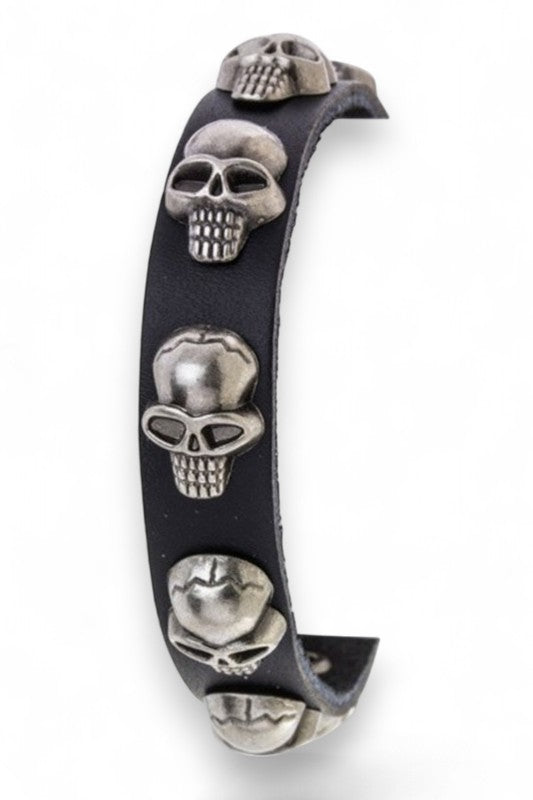 Skull Studs Leather Cuff LA Jewelry Plaza